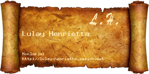 Lulay Henrietta névjegykártya